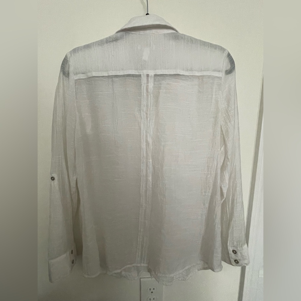 Chicos White Sheer Button-Up Blouse - Picture 10 of 16